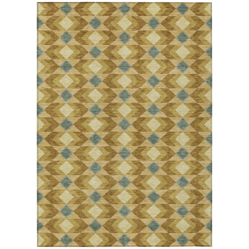 9' X 12' Walnut And Brown Geometric Washable Indoor Outdoor Area Rug Homeroots Outdoor