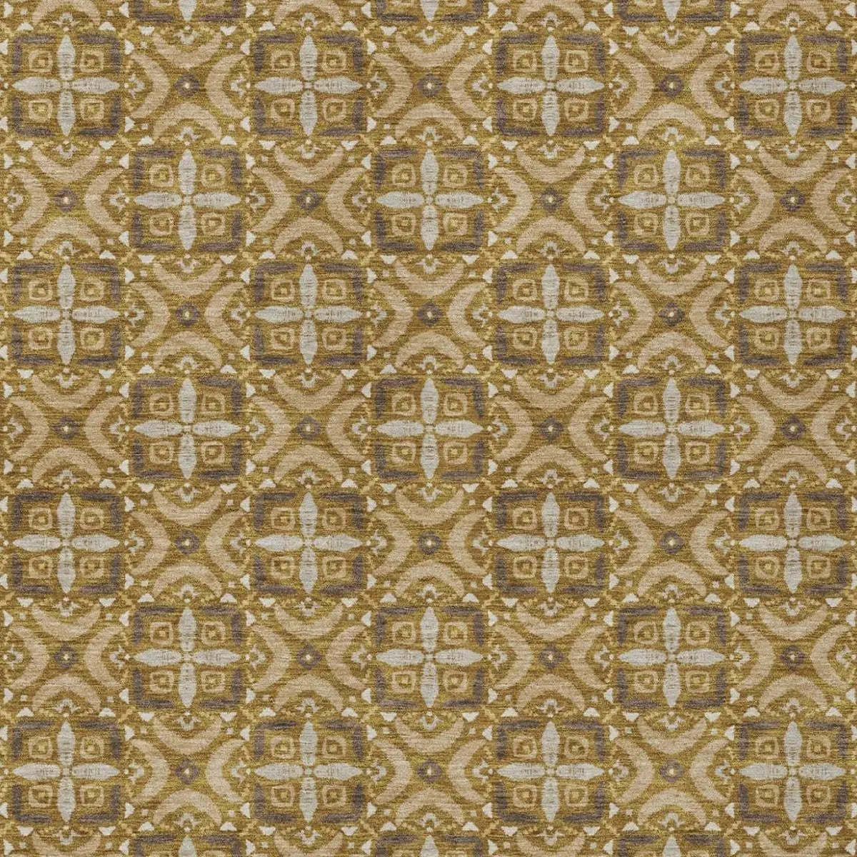 9' X 12' Walnut And Gold Geometric Washable Indoor Outdoor Area Rug Homeroots Outdoor