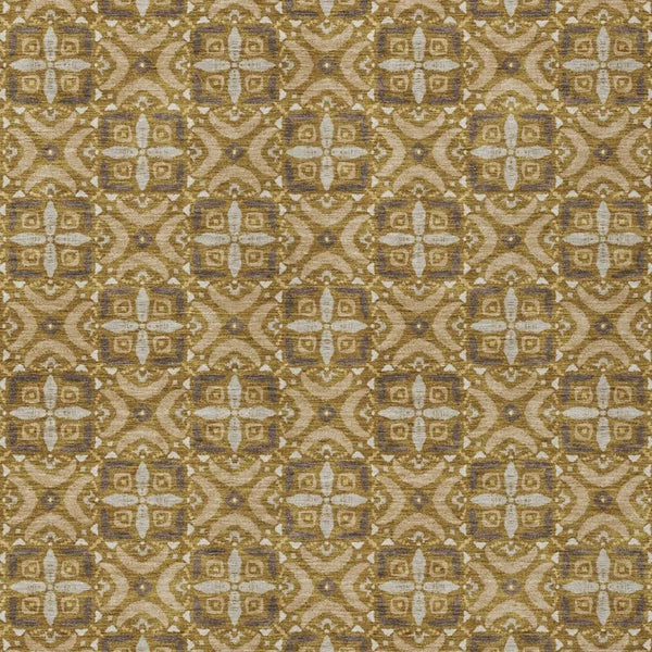 9' X 12' Walnut And Gold Geometric Washable Indoor Outdoor Area Rug Homeroots Outdoor
