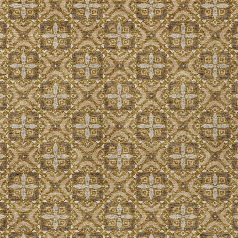 9' X 12' Walnut And Gold Geometric Washable Indoor Outdoor Area Rug Homeroots Outdoor
