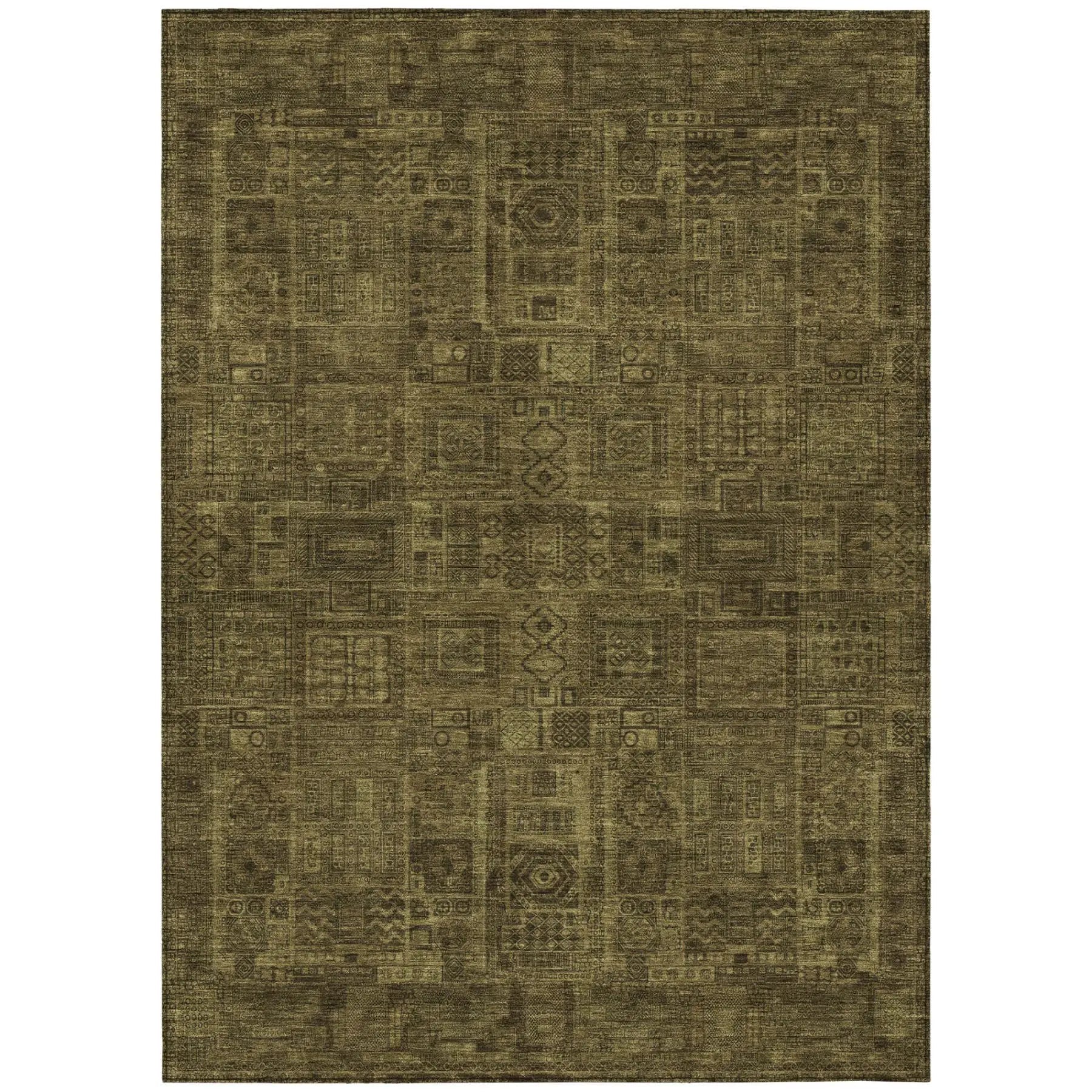 9' X 12' Walnut And Gold Oriental Washable Indoor Outdoor Area Rug Homeroots Outdoor
