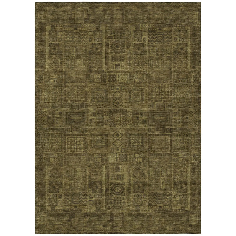 9' X 12' Walnut And Gold Oriental Washable Indoor Outdoor Area Rug Homeroots Outdoor