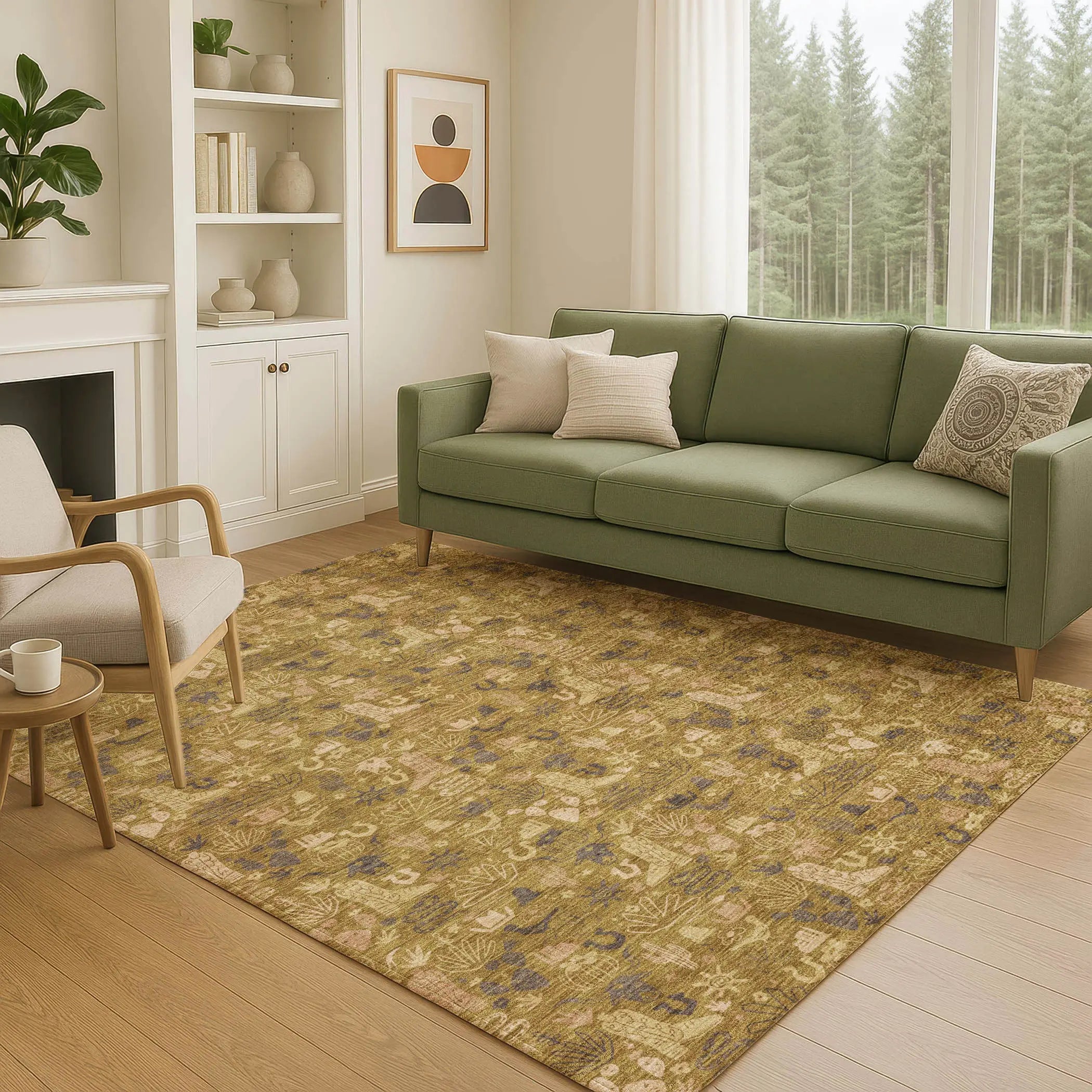 9' X 12' Walnut And Gold Stars Washable Indoor Outdoor Area Rug Homeroots Outdoor