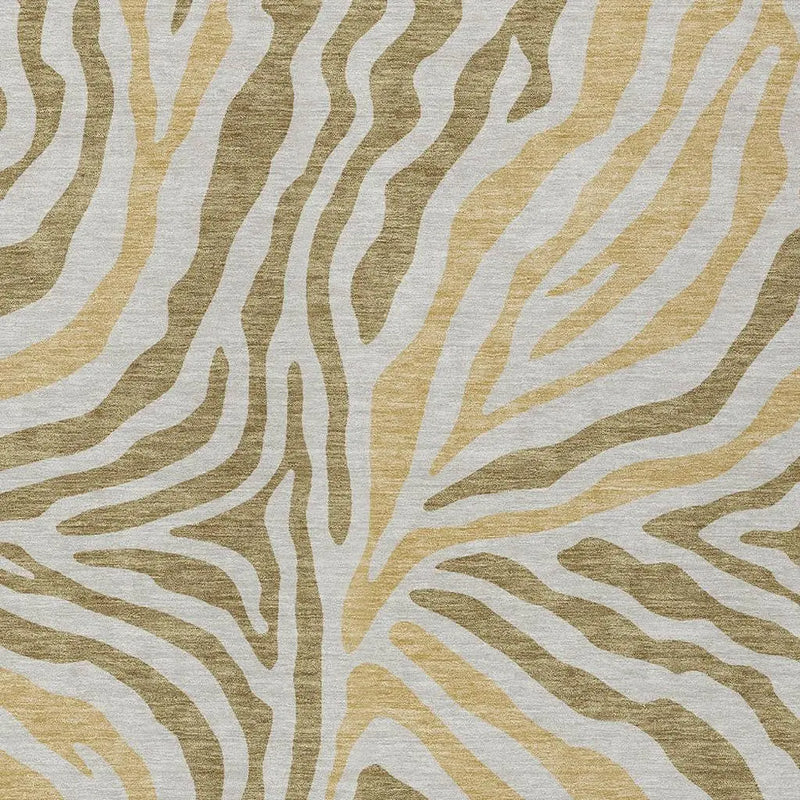 9' X 12' Walnut And Gold Zebra Print Washable Indoor Outdoor Area Rug Homeroots Outdoor
