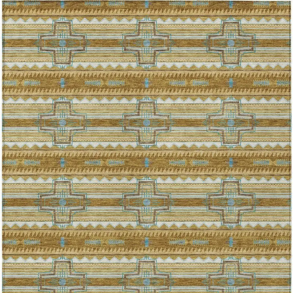 9' X 12' Walnut And Graphite Tribal Washable Indoor Outdoor Area Rug Homeroots Outdoor