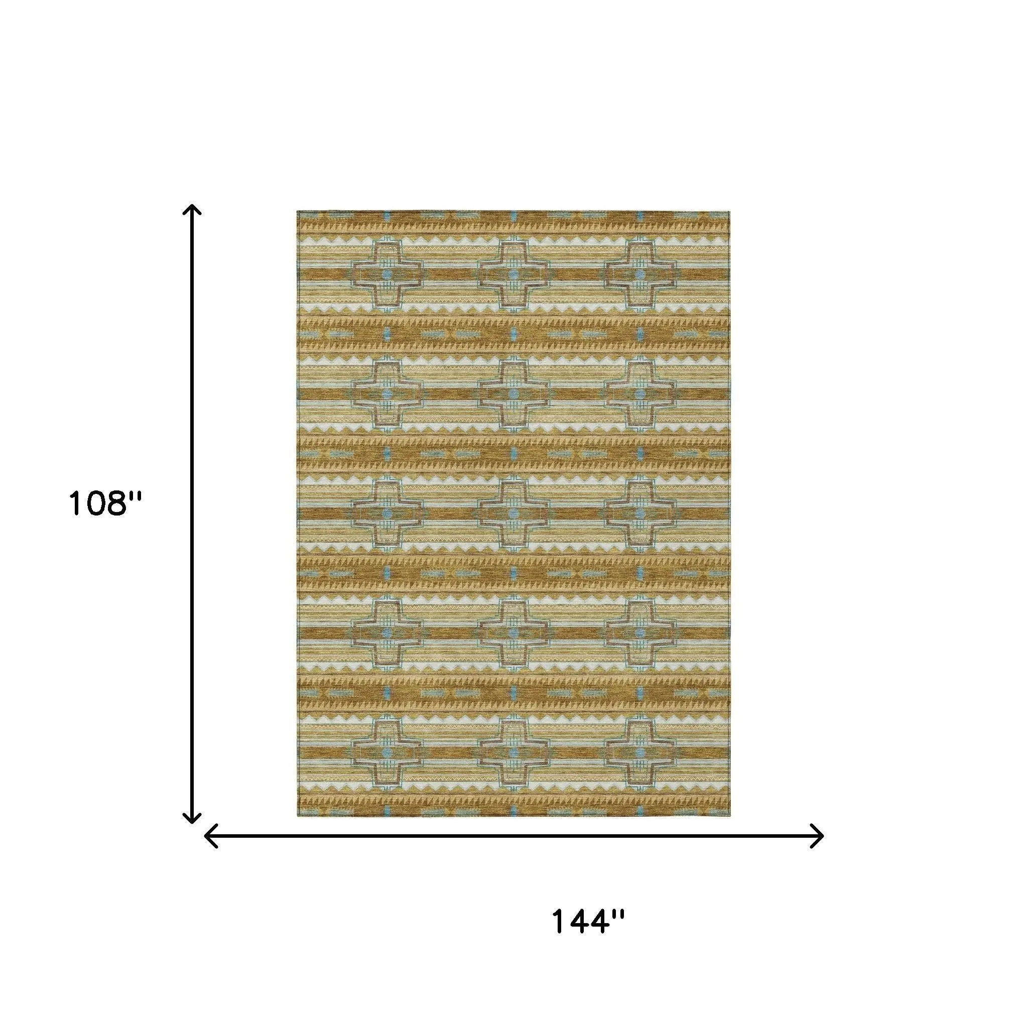 9' X 12' Walnut And Graphite Tribal Washable Indoor Outdoor Area Rug Homeroots Outdoor