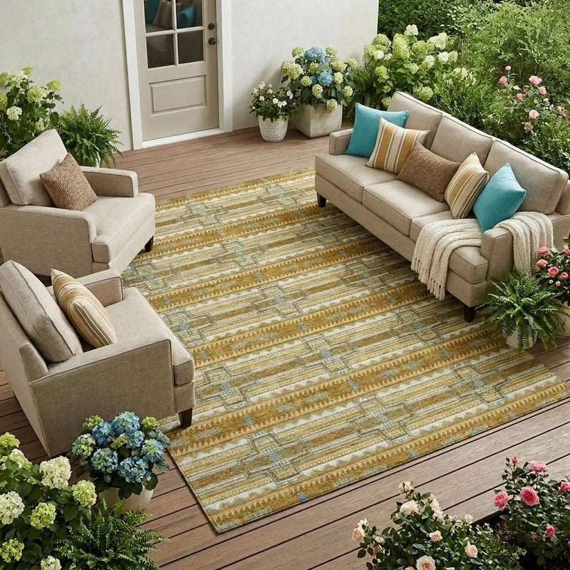 9' X 12' Walnut And Graphite Tribal Washable Indoor Outdoor Area Rug Homeroots Outdoor