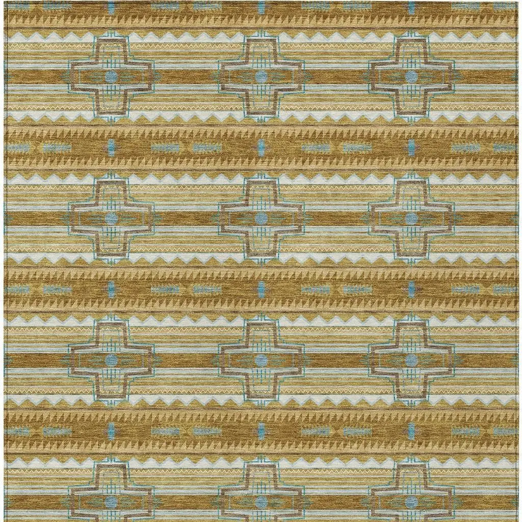 9' X 12' Walnut And Graphite Tribal Washable Indoor Outdoor Area Rug Homeroots Outdoor