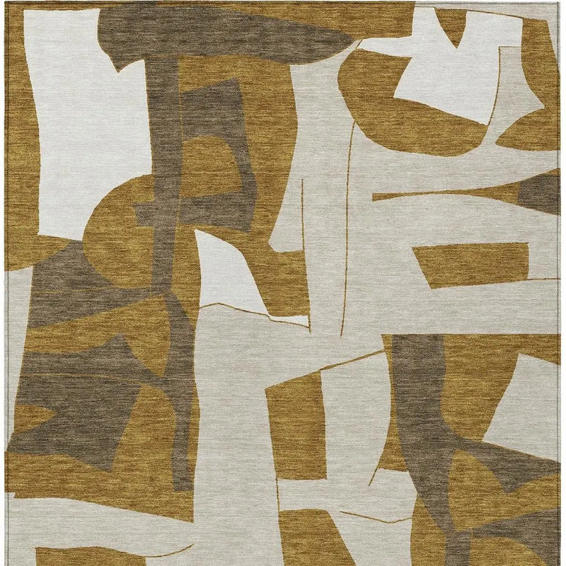 9' X 12' Walnut And Ivory Geometric Washable Indoor Outdoor Area Rug Homeroots Outdoor