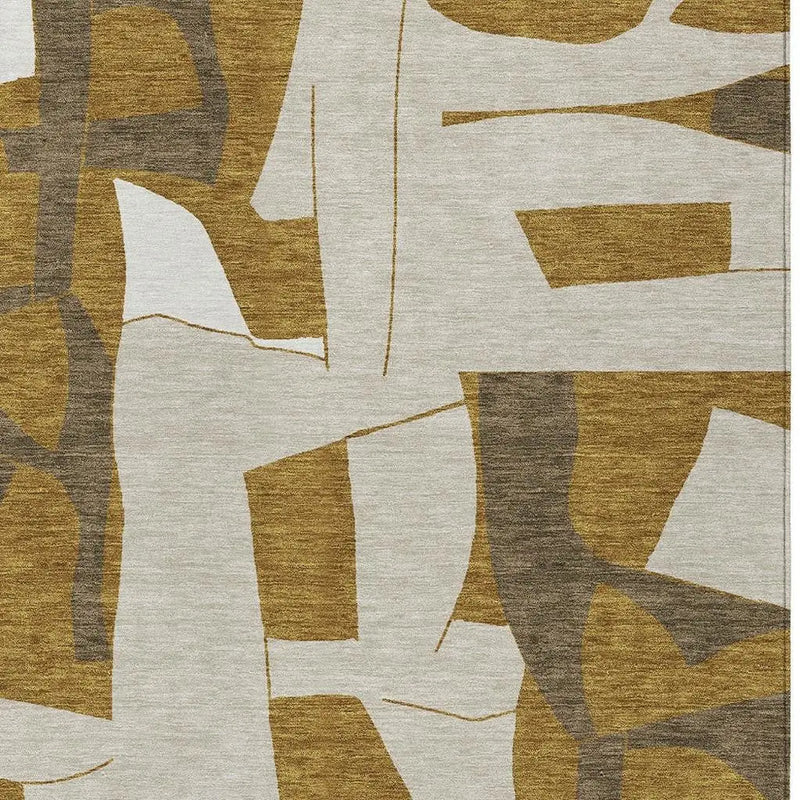 9' X 12' Walnut And Ivory Geometric Washable Indoor Outdoor Area Rug Homeroots Outdoor