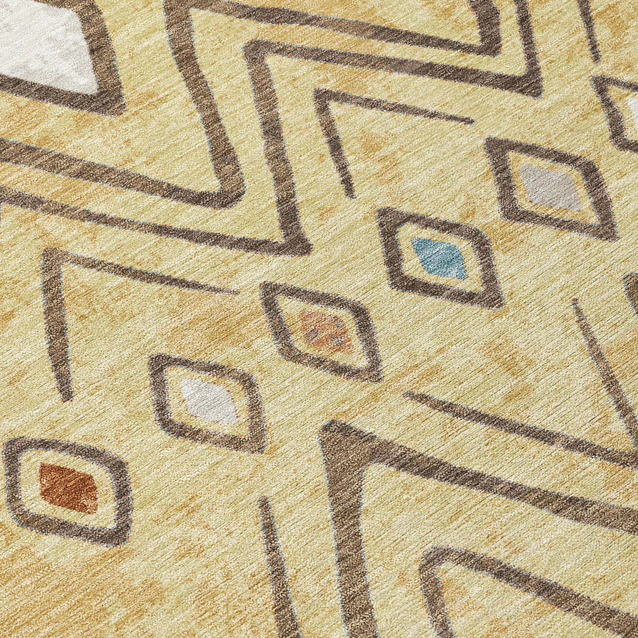 9' X 12' Wheat And Brown Geometric Washable Indoor Outdoor Area Rug Homeroots Outdoor