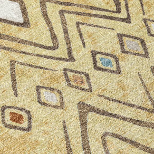 9' X 12' Wheat And Brown Geometric Washable Indoor Outdoor Area Rug Homeroots Outdoor