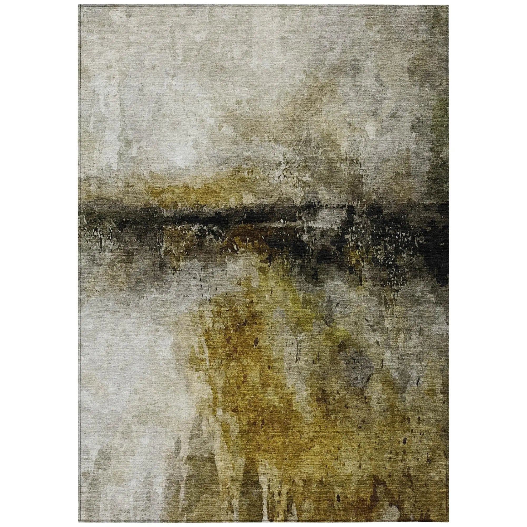 9' X 12' Wheat And Gold Abstract Washable Indoor Outdoor Area Rug Homeroots Outdoor