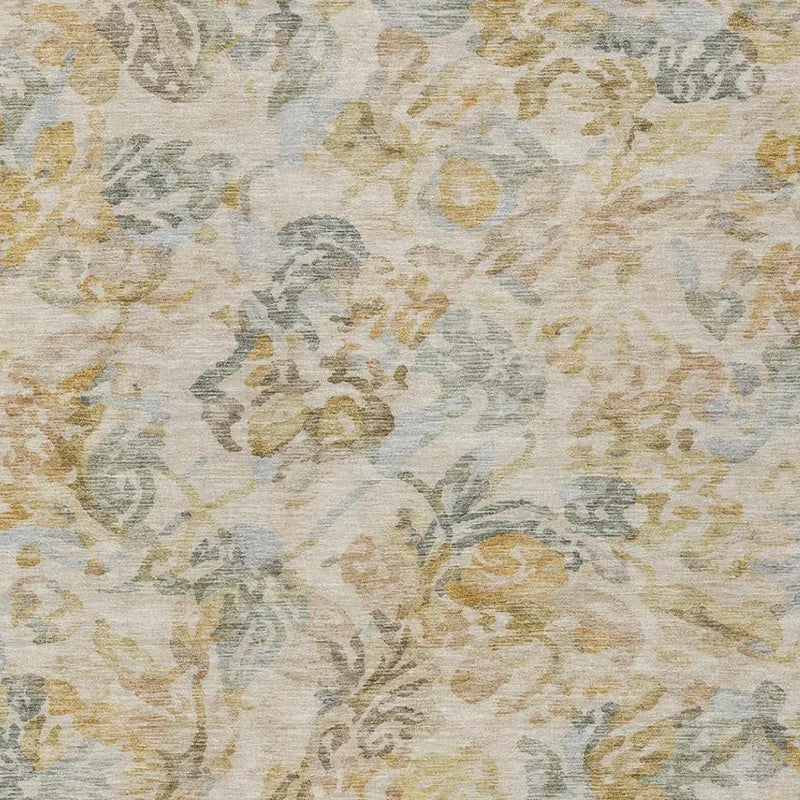 9' X 12' Wheat And Gold Floral Washable Indoor Outdoor Area Rug Homeroots Outdoor