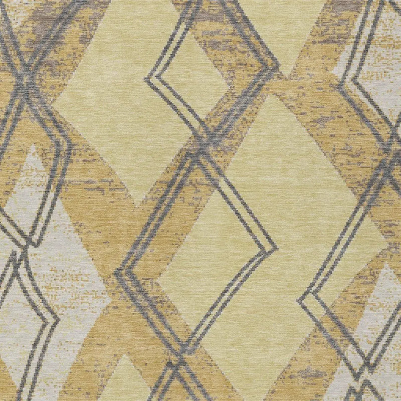9' X 12' Wheat And Gold Geometric Washable Indoor Outdoor Area Rug Homeroots Outdoor