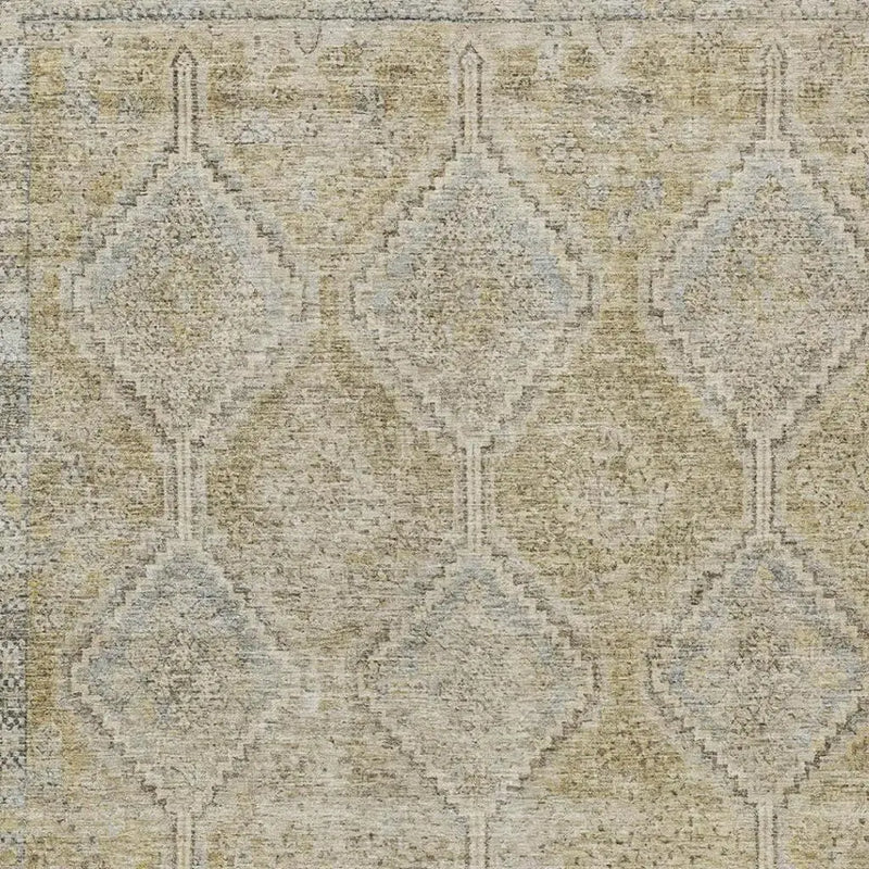 9' X 12' Wheat And Gold Geometric Washable Indoor Outdoor Area Rug Homeroots Outdoor