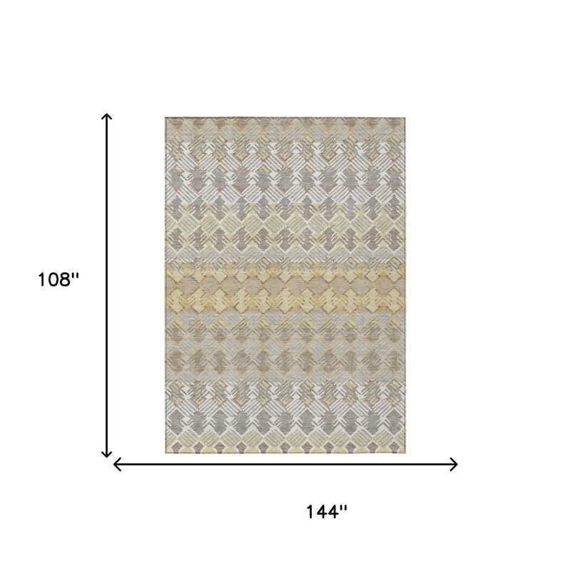 9' X 12' Wheat And Gold Striped Washable Indoor Outdoor Area Rug Homeroots Outdoor