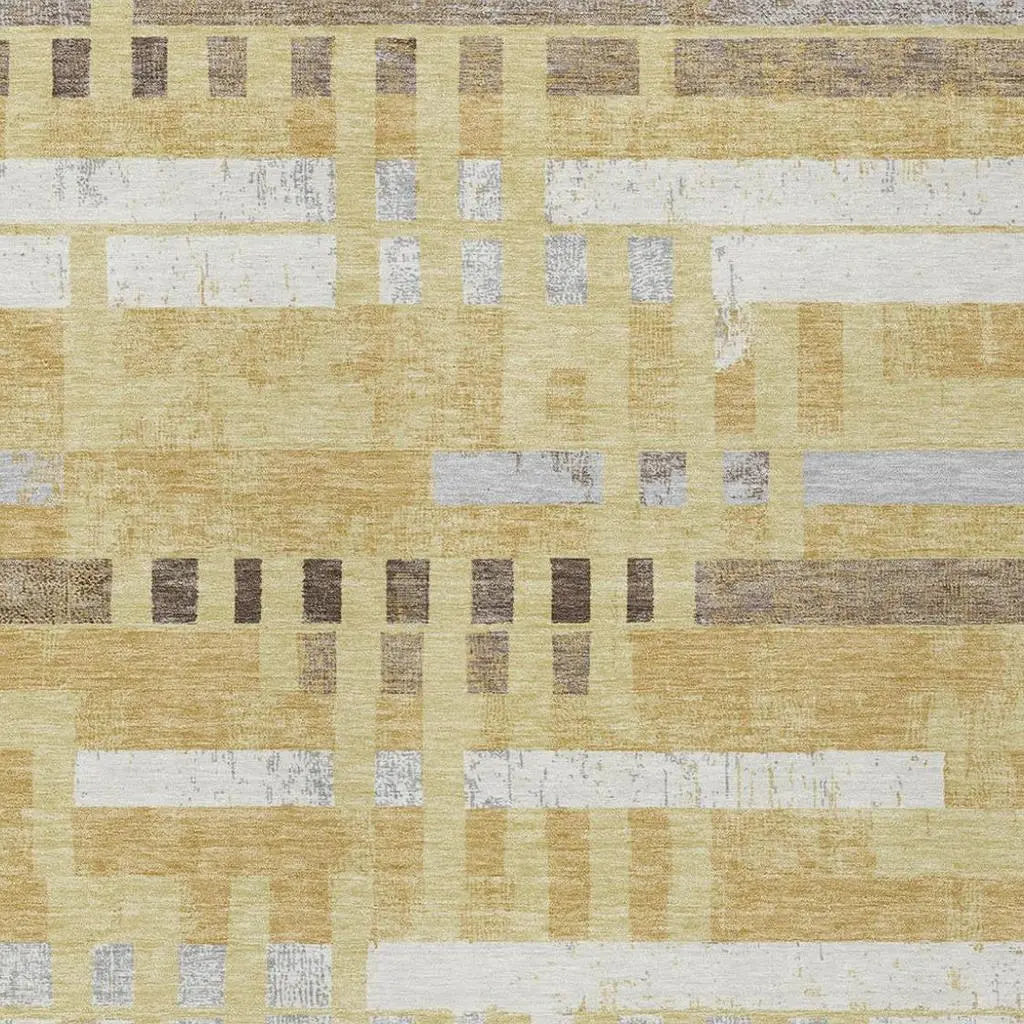 9' X 12' Wheat And Gold Striped Washable Indoor Outdoor Area Rug Homeroots Outdoor