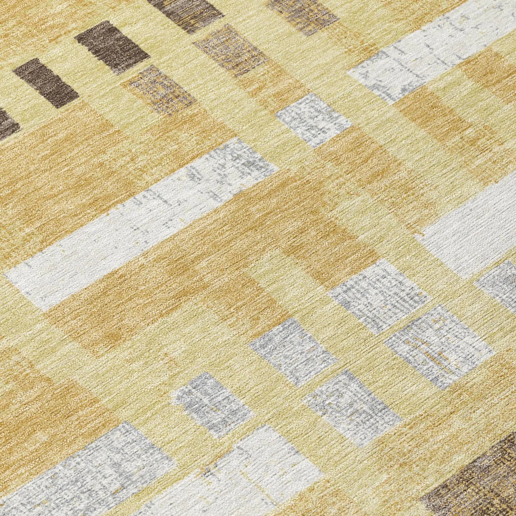 9' X 12' Wheat And Gold Striped Washable Indoor Outdoor Area Rug Homeroots Outdoor