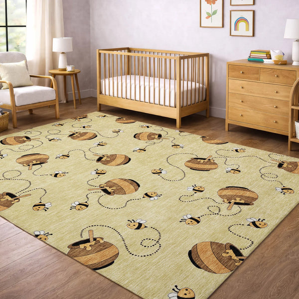 9' X 12' Wheat And Ivory Geometric Washable Indoor Outdoor Area Rug Homeroots Outdoor