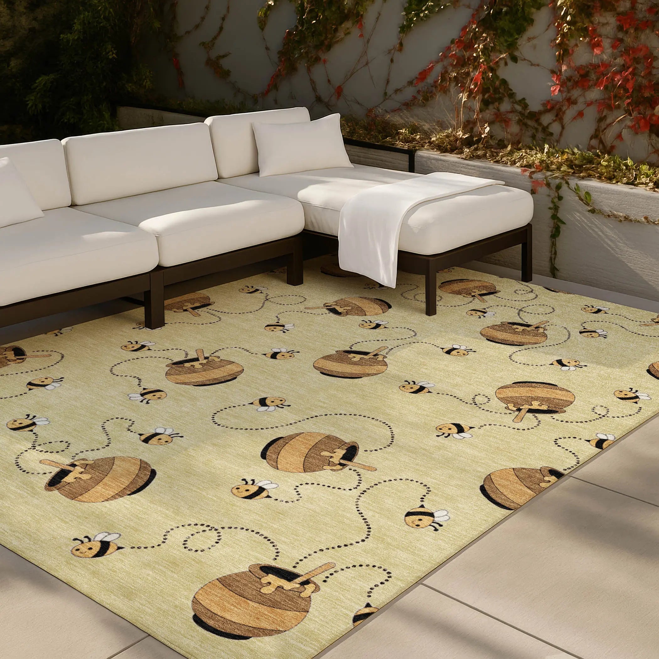 9' X 12' Wheat And Ivory Geometric Washable Indoor Outdoor Area Rug Homeroots Outdoor