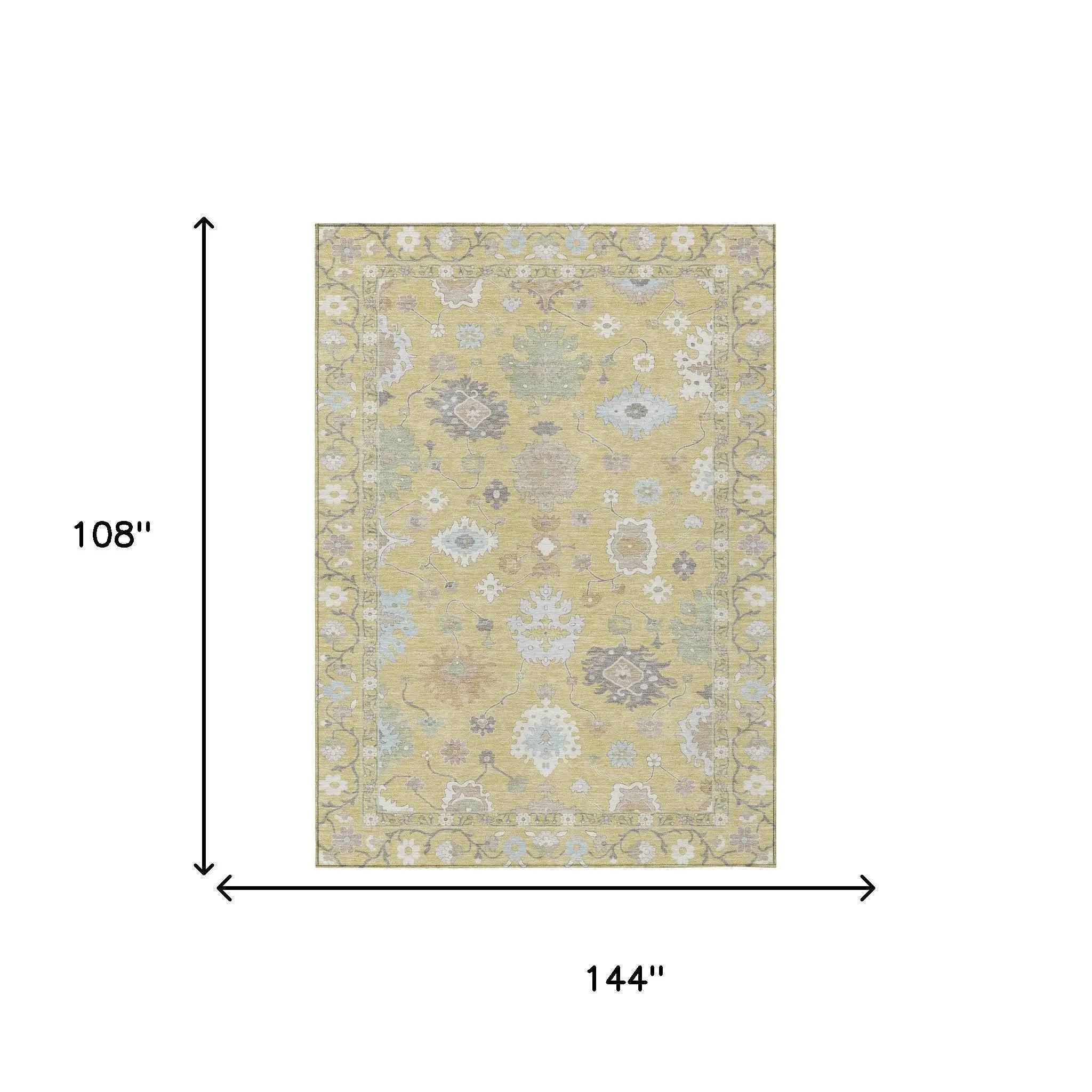 9' X 12' Wheat And Ivory Oriental Washable Indoor Outdoor Area Rug Homeroots Outdoor
