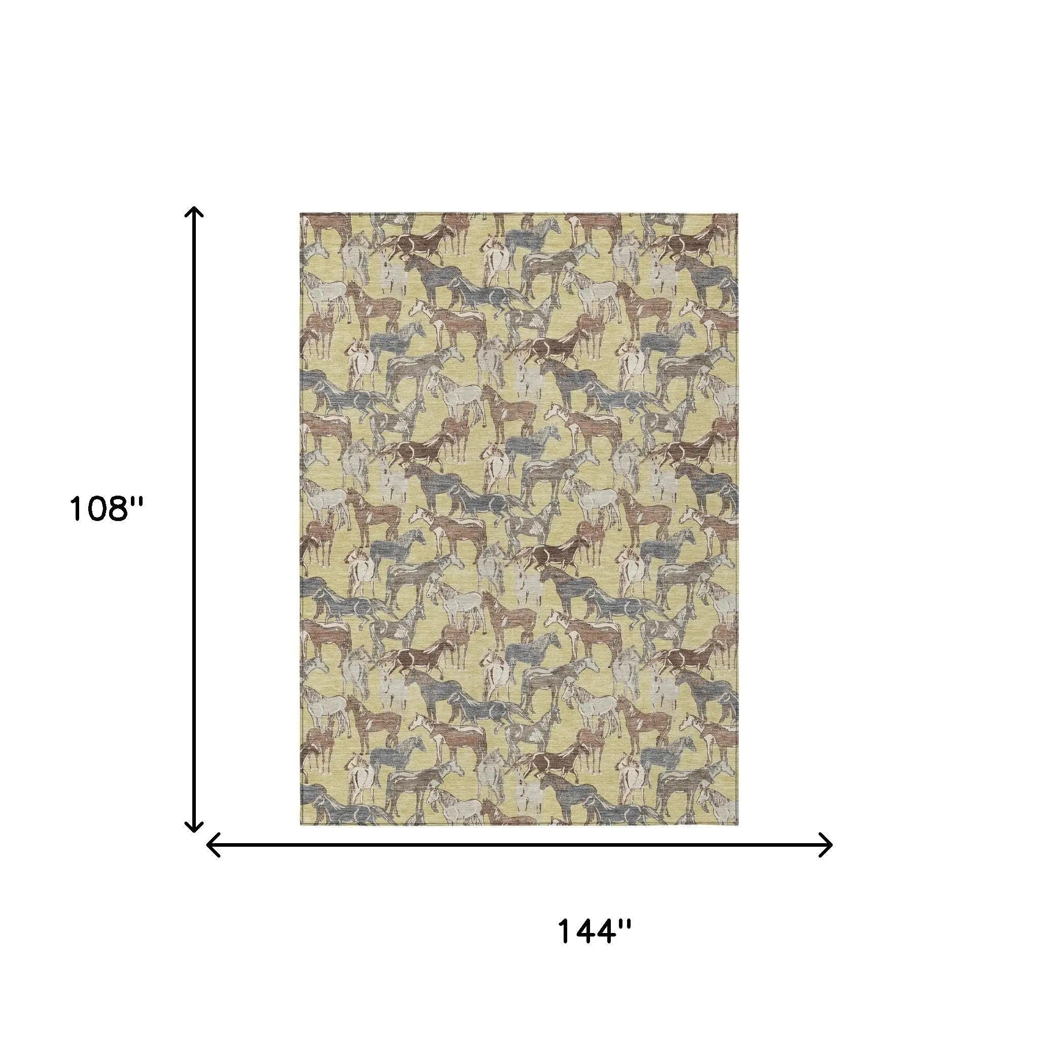 9' X 12' Wheat And Taupe Horse Washable Indoor Outdoor Area Rug Homeroots Outdoor
