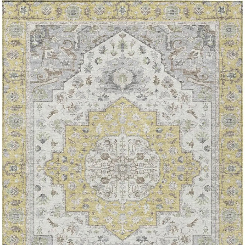 9' X 12' Wheat And Taupe Oriental Washable Indoor Outdoor Area Rug Homeroots Outdoor