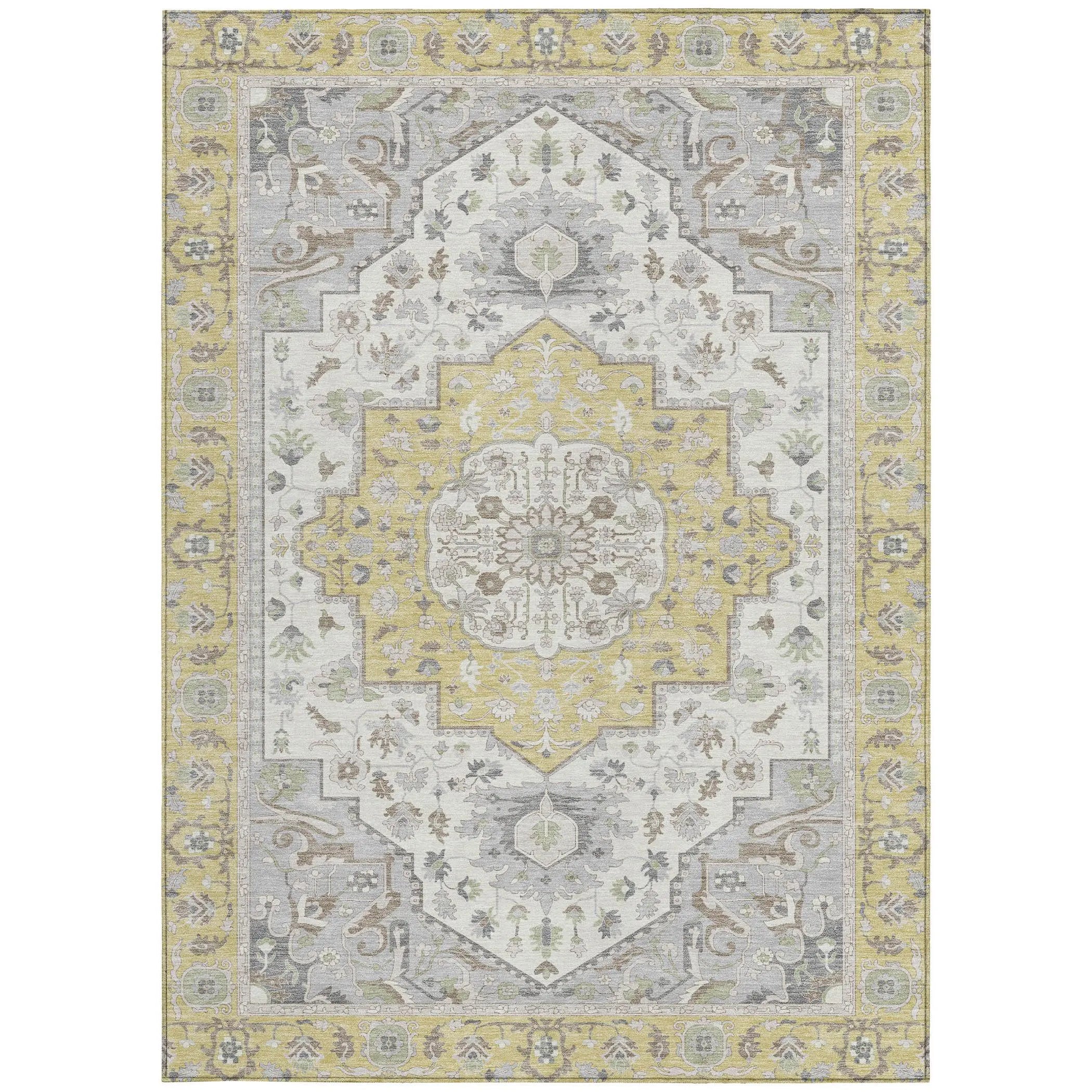 9' X 12' Wheat And Taupe Oriental Washable Indoor Outdoor Area Rug Homeroots Outdoor
