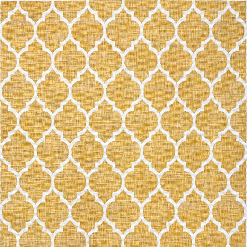 9' X 12' Yellow And Cream Geometric Indoor Outdoor Area Rug Homeroots Outdoor