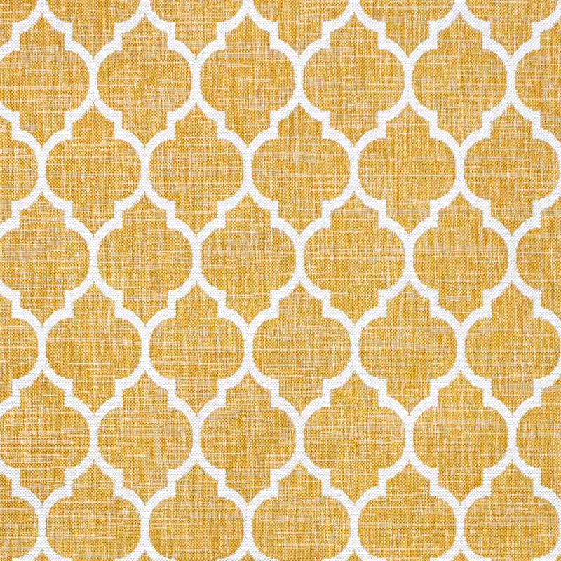 9' X 12' Yellow And Cream Geometric Indoor Outdoor Area Rug Homeroots Outdoor