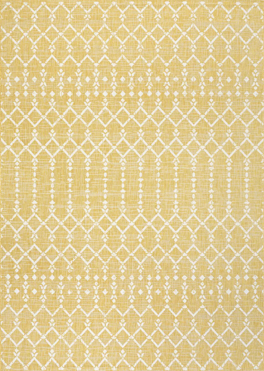9' X 12' Yellow And Cream Trellis Indoor Outdoor Area Rug Homeroots Outdoor