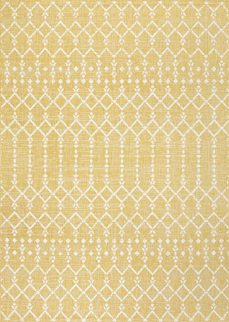 9' X 12' Yellow And Cream Trellis Indoor Outdoor Area Rug Homeroots Outdoor