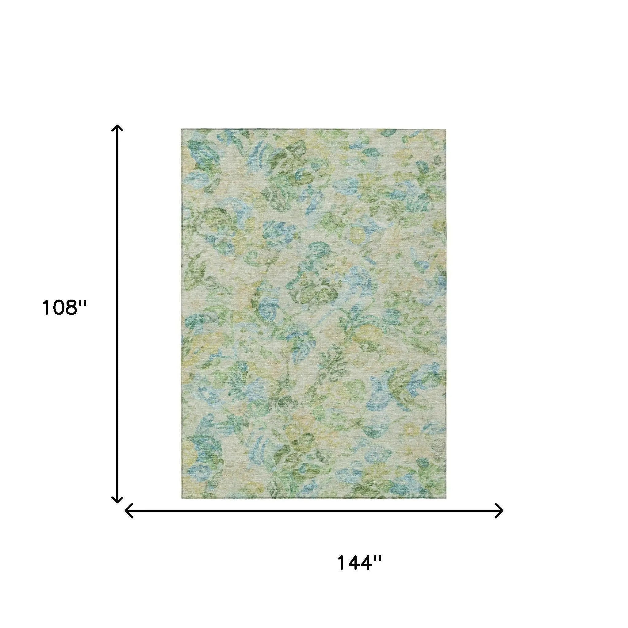 9' X 12' Yellow And Gold Floral Washable Indoor Outdoor Area Rug Homeroots Outdoor