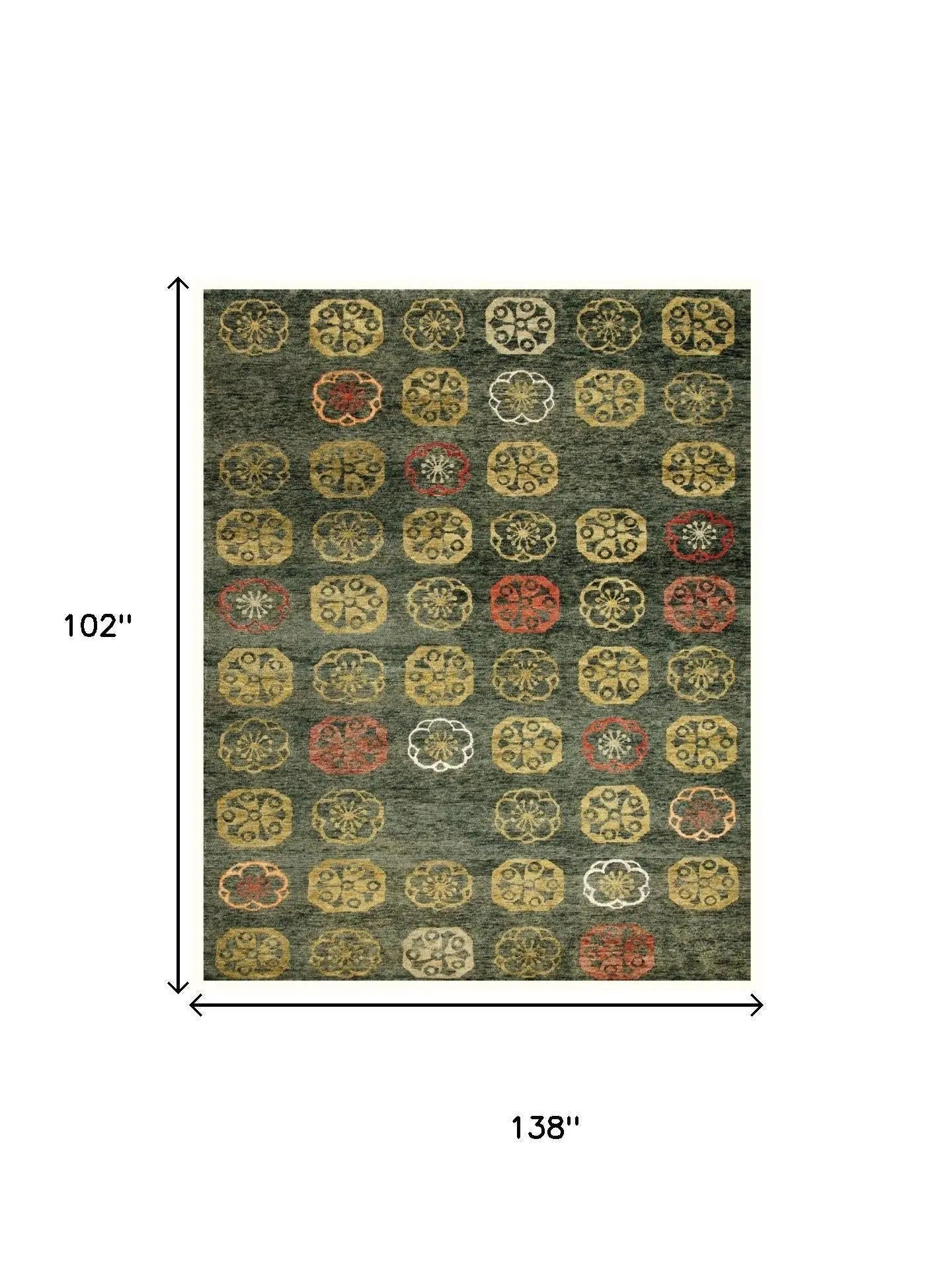 9' X 12' Yellow Green And Orange Floral Hand Knotted Area Rug Homeroots Home Decor