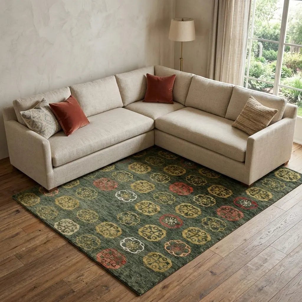 9' X 12' Yellow Green And Orange Floral Hand Knotted Area Rug Homeroots Home Decor