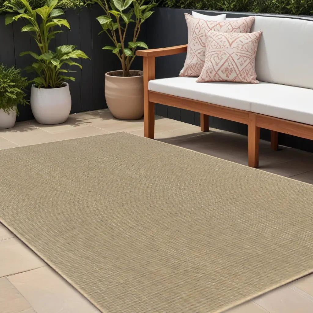 9' X 13' Beige Stain Resistant Indoor Outdoor Area Rug Homeroots Outdoor