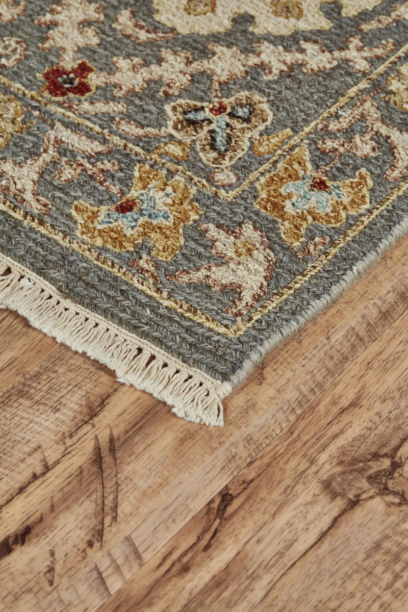 9' X 13' Blue Gold And Red Wool Oriental Hand Knotted Area Rug Homeroots Home Decor
