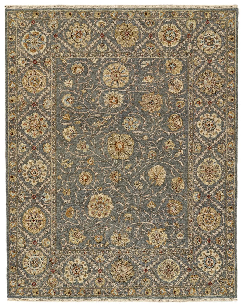 9' X 13' Blue Gold And Red Wool Oriental Hand Knotted Area Rug Homeroots Home Decor