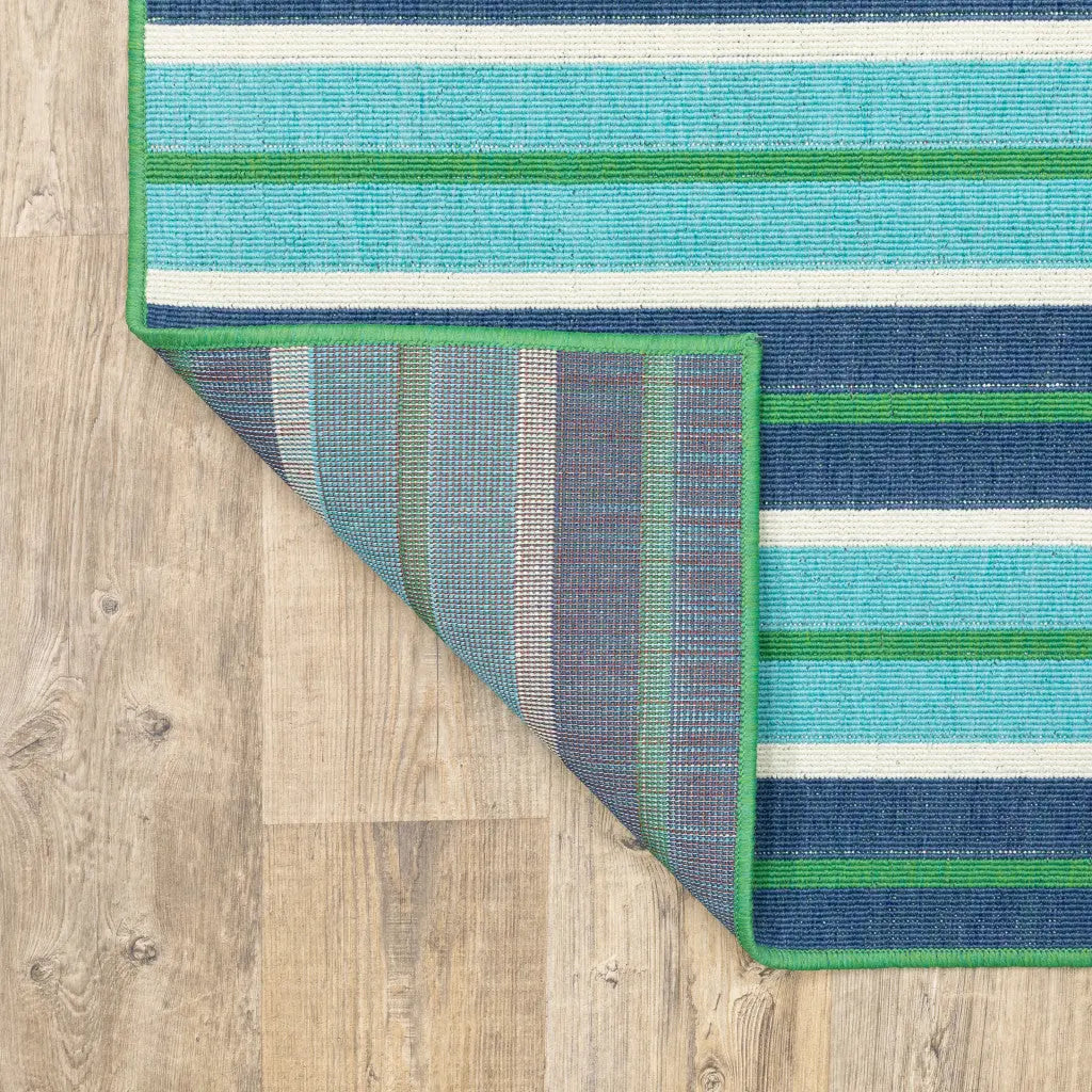 9' X 13' Blue and Green Geometric Stain Resistant Indoor Outdoor Area Rug Homeroots Outdoor