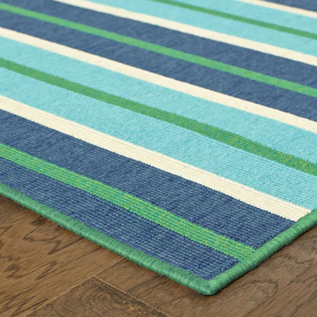 9' X 13' Blue and Green Geometric Stain Resistant Indoor Outdoor Area Rug Homeroots Outdoor