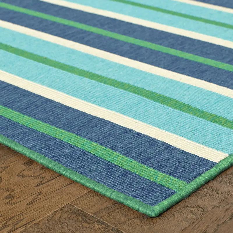 9' X 13' Blue and Green Geometric Stain Resistant Indoor Outdoor Area Rug Homeroots Outdoor