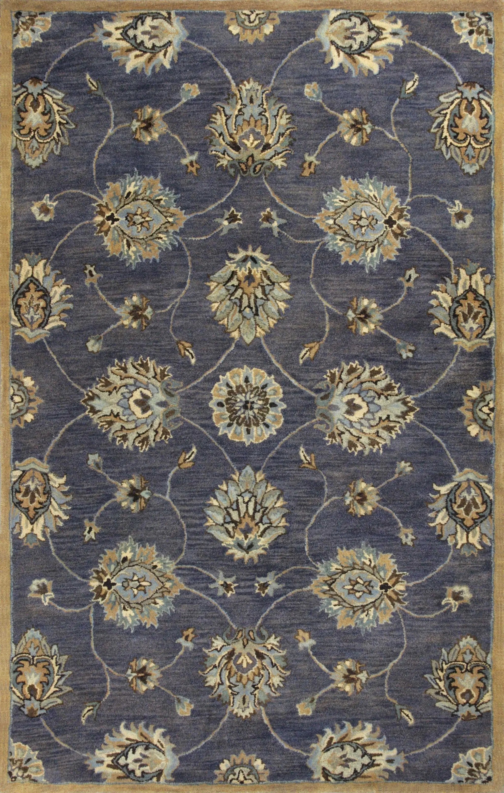 9' X 13' Dark Gray Green And Brown Wool Floral Hand Tufted Area Rug Homeroots Home Decor