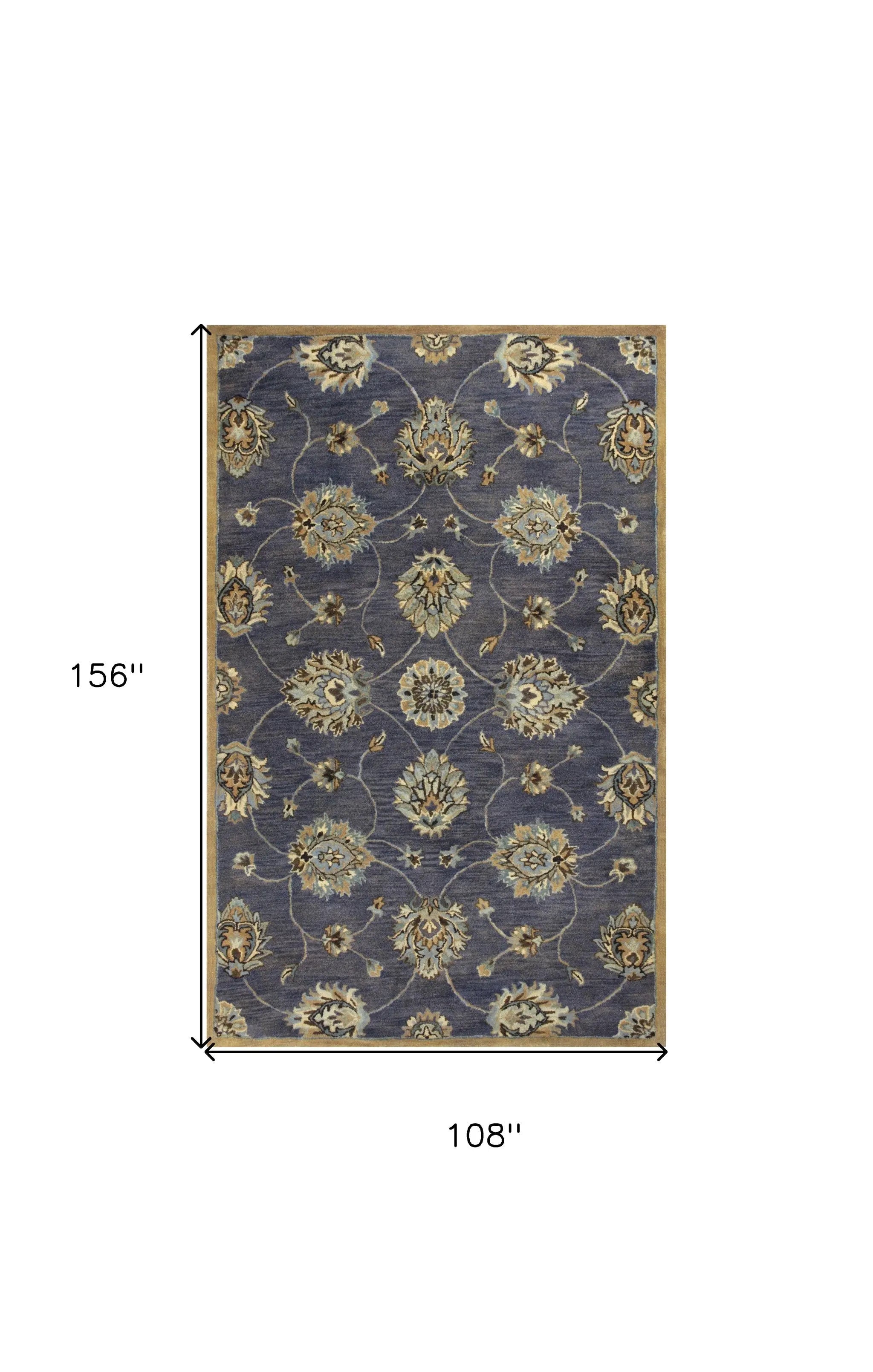 9' X 13' Dark Gray Green And Brown Wool Floral Hand Tufted Area Rug Homeroots Home Decor