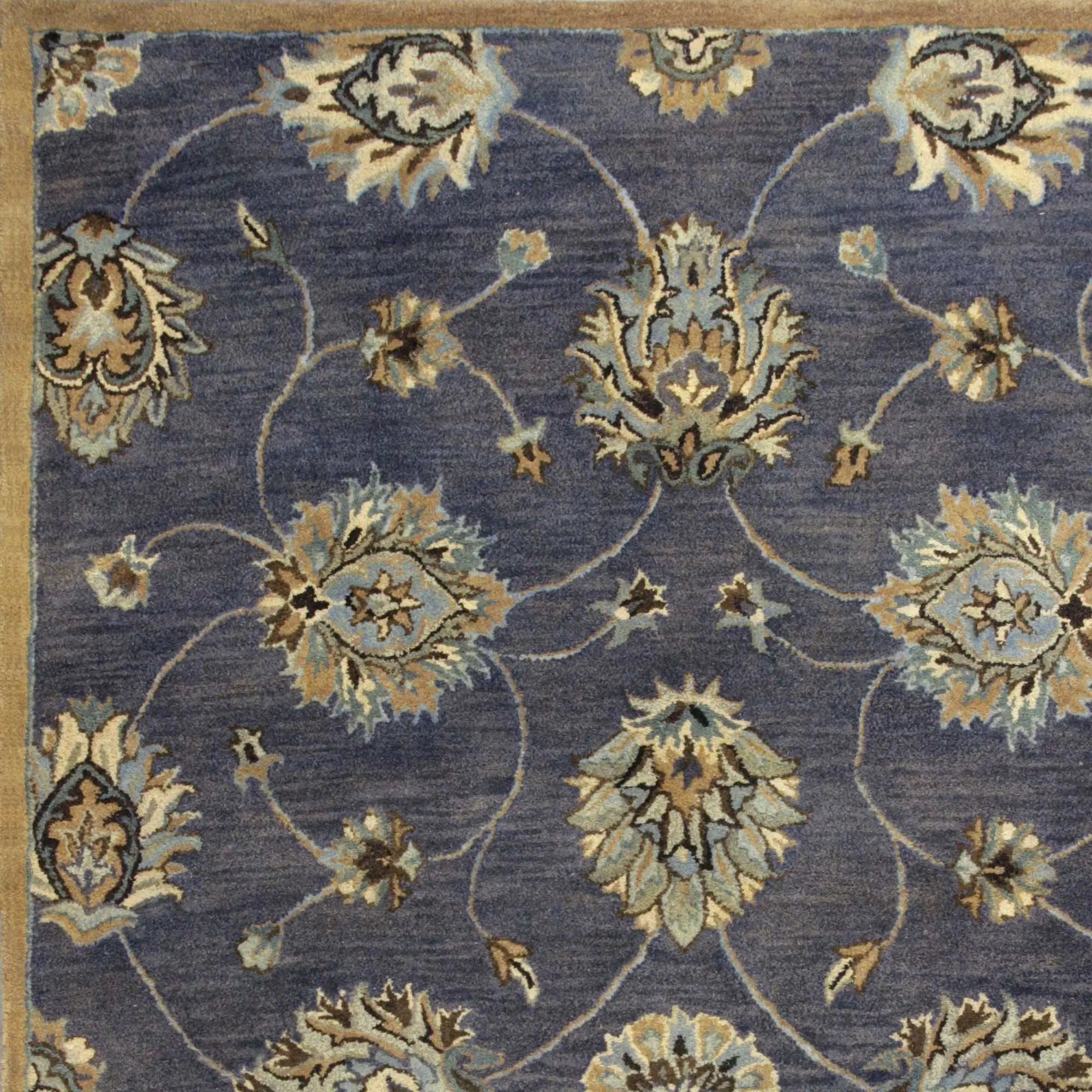 9' X 13' Dark Gray Green And Brown Wool Floral Hand Tufted Area Rug Homeroots Home Decor