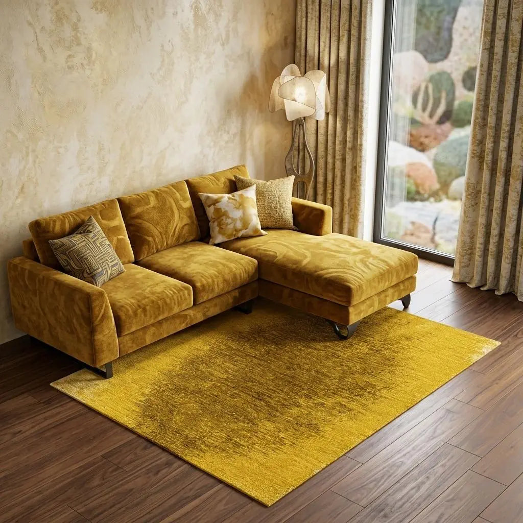 9' X 13' Gold And White Abstract Washable Area Rug With UV Protection Homeroots Home Decor
