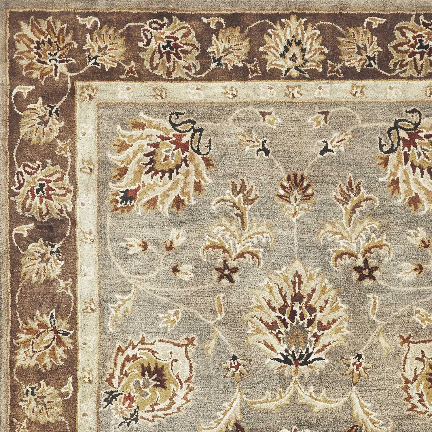 9' X 13' Gray Brown And Ivory New Zealand Lambs Wool Floral Medallion Hand Tufted Area Rug Homeroots Home Decor
