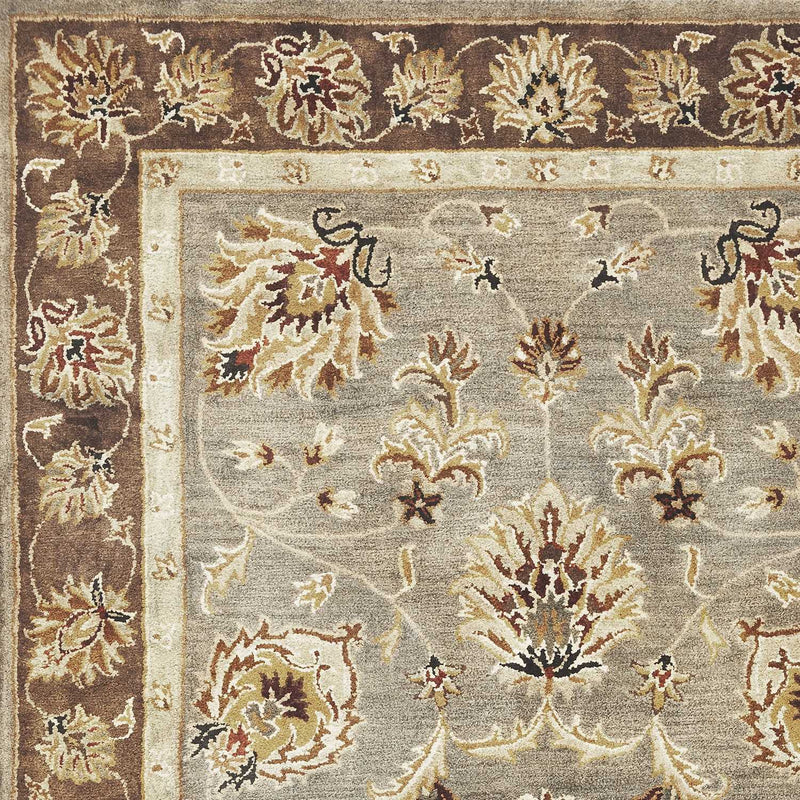 9' X 13' Gray Brown And Ivory New Zealand Lambs Wool Floral Medallion Hand Tufted Area Rug Homeroots Home Decor