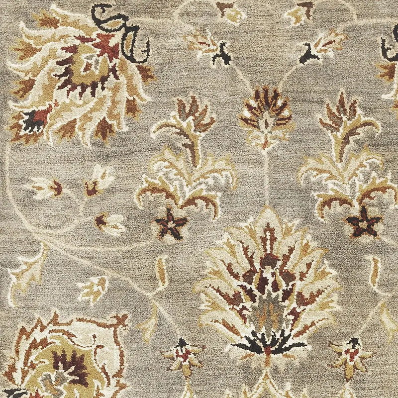 9' X 13' Gray Brown And Ivory New Zealand Lambs Wool Floral Medallion Hand Tufted Area Rug Homeroots Home Decor