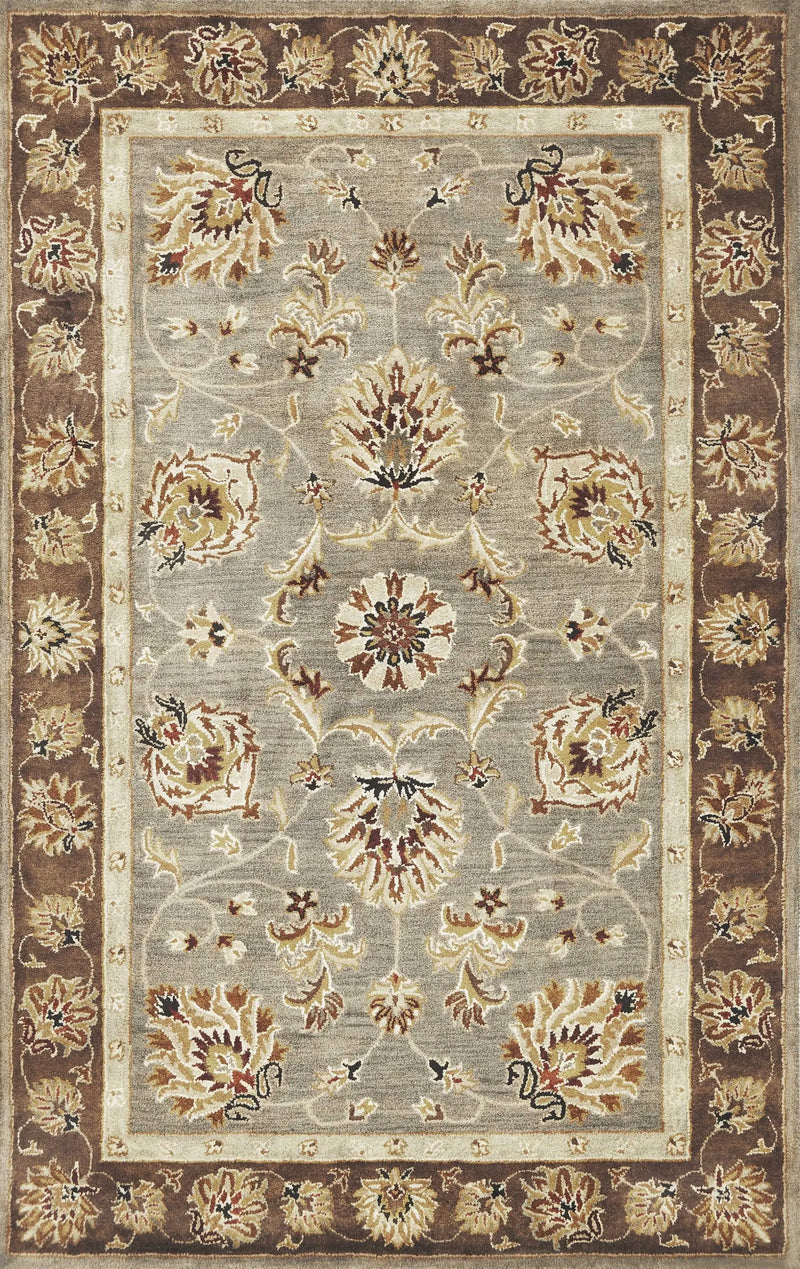9' X 13' Gray Brown And Ivory New Zealand Lambs Wool Floral Medallion Hand Tufted Area Rug Homeroots Home Decor